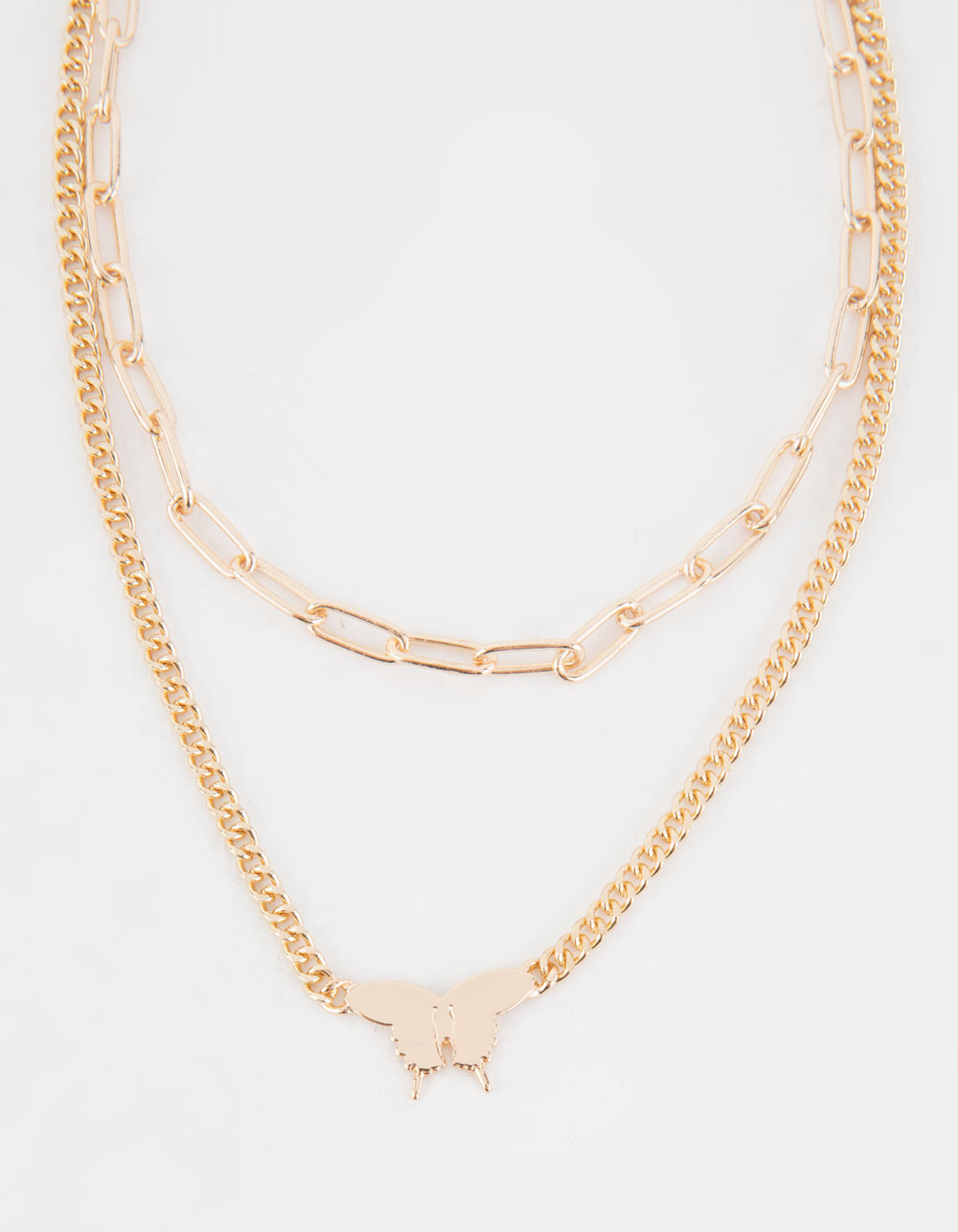 FULL TILT Butterfly Layered Chain Necklace - GOLD