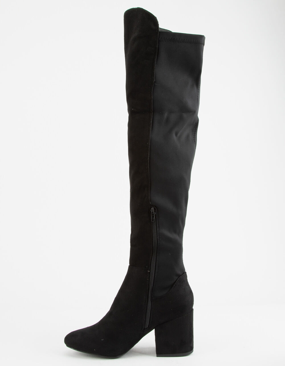 WILD DIVA Faux Suede Stretch Black Womens Over The Knee Boots - BLACK ...