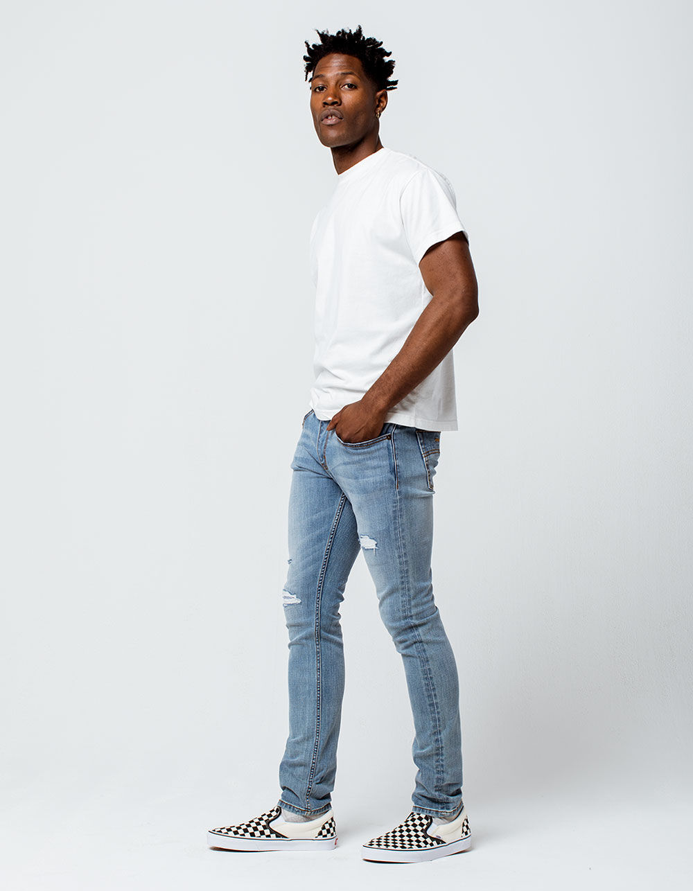 RSQ Tokyo Super Skinny Mens Ripped Stretch Jeans image number 1