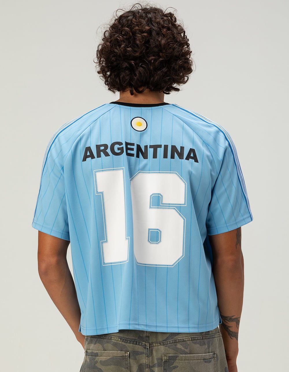 RSQ Mens Argentina Baggy Crop Soccer Jersey - LIGHT BLUE