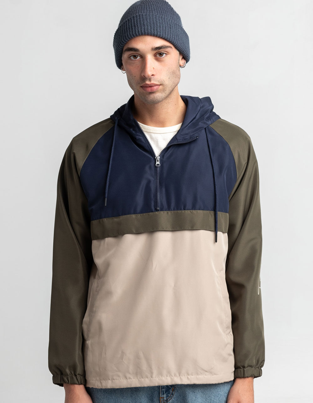 RSQ Colorblock Mens Anorak Jacket - NAVY COMBO | Tillys