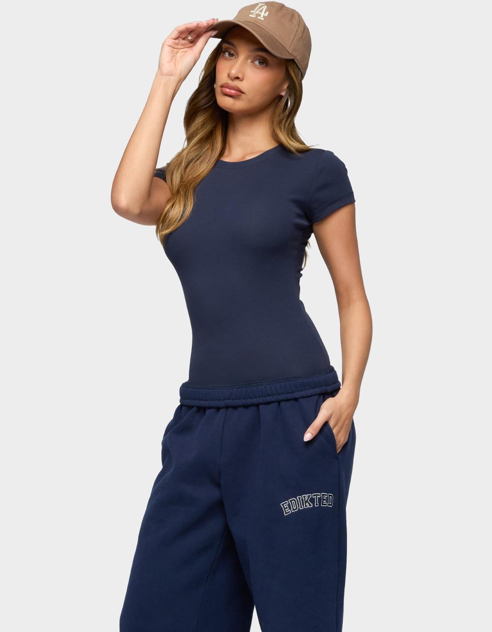 EDIKTED Adley Fitted Bodysuit - NAVY