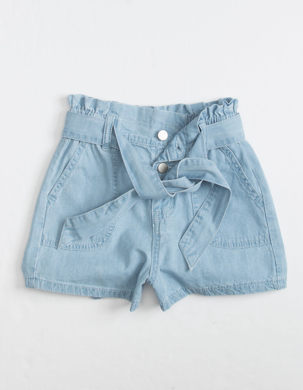 HAYDEN Belted Paperbag Girls Denim Shorts - LIGHT WASH | Tillys