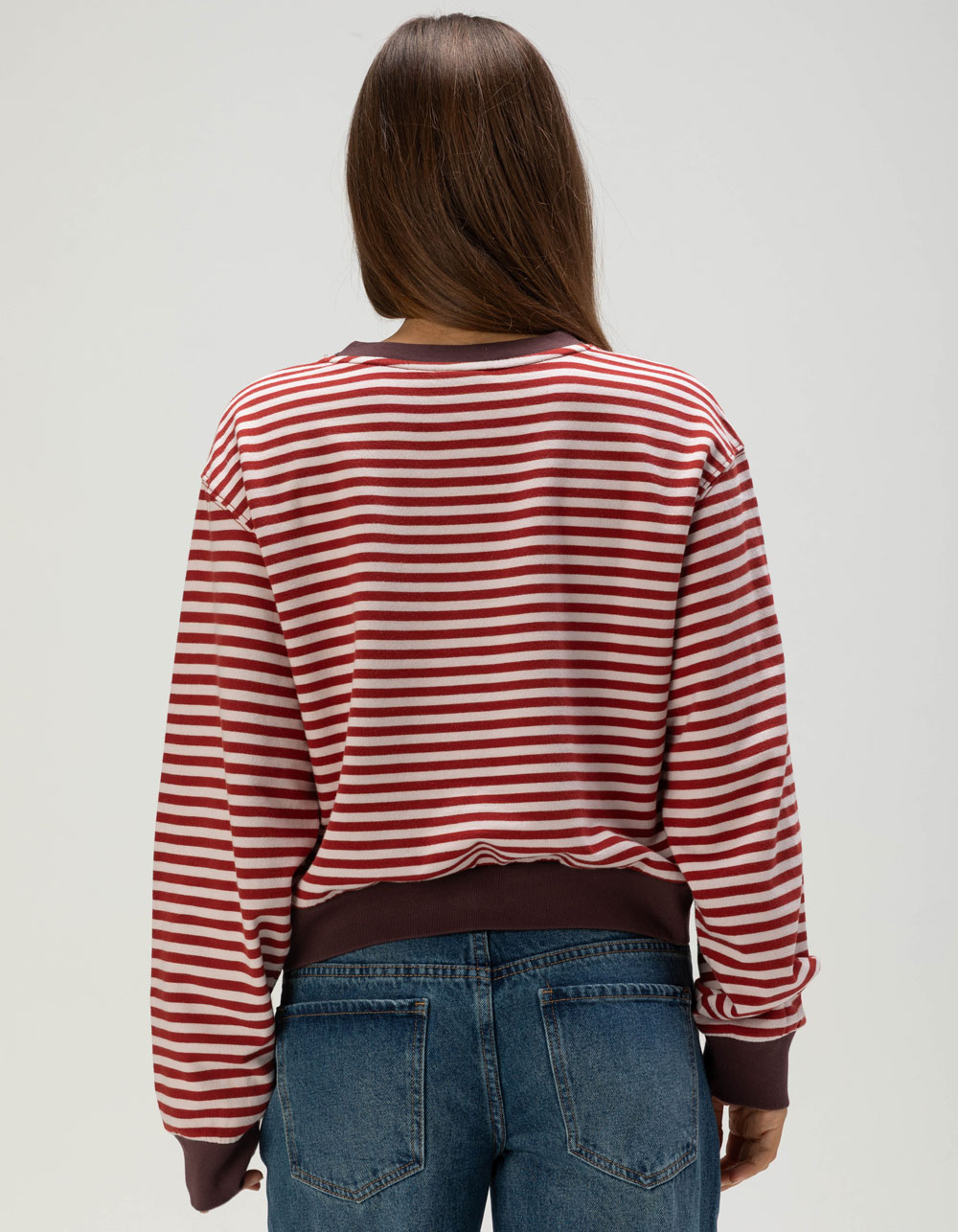 VANS Molly Womens Long Sleeve Henley Top - BURGUNDY COMBO