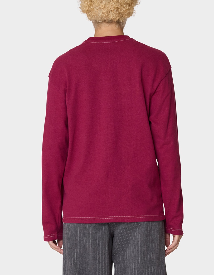 OBEY Keeper Contrast Stitch Womens Long Sleeve Top - DK RED