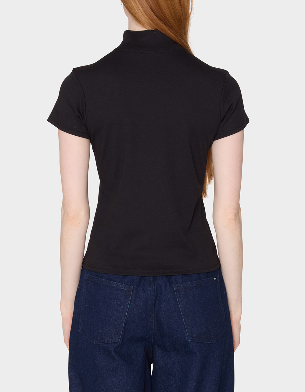 OBEY Relay Womens Mock Neck Short Sleeve Shirt - BLACK