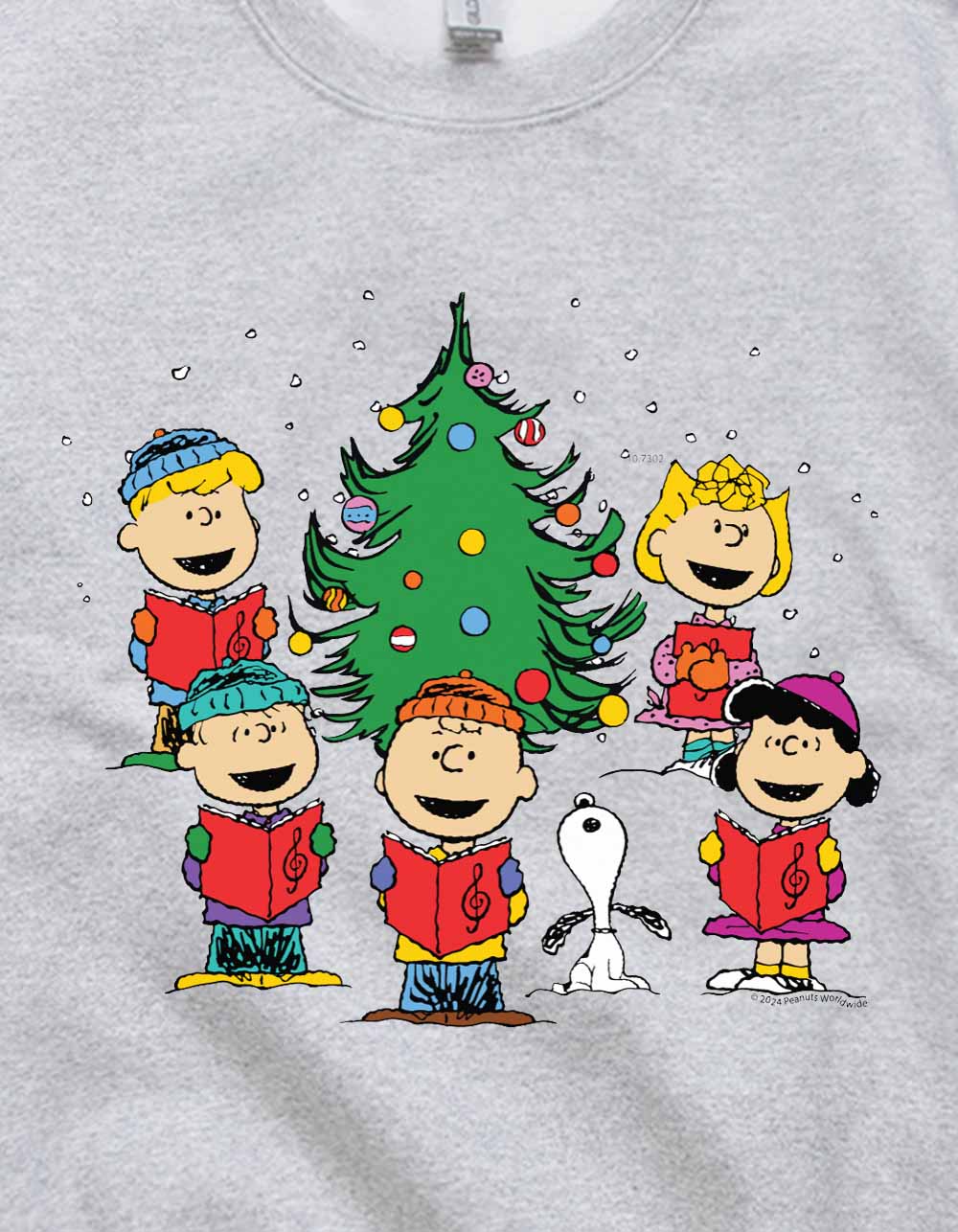 PEANUTS Holiday Caroling Unisex Crewneck Sweatshirt - HEATHER GRAY