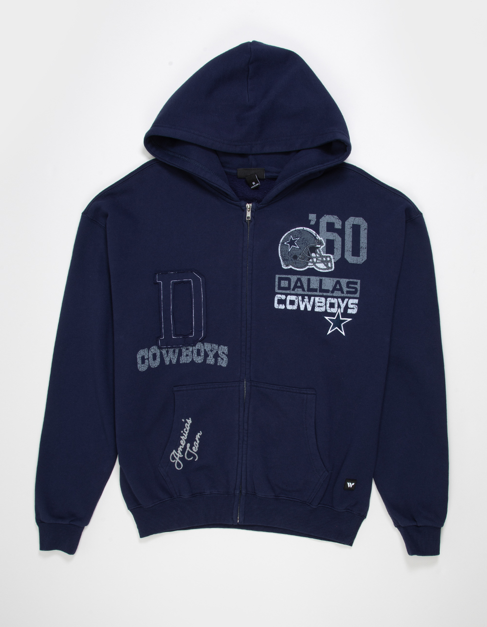 THE WILD COLLECTIVE Dallas Cowboys Mens Zip-Up Hoodie - NAVY