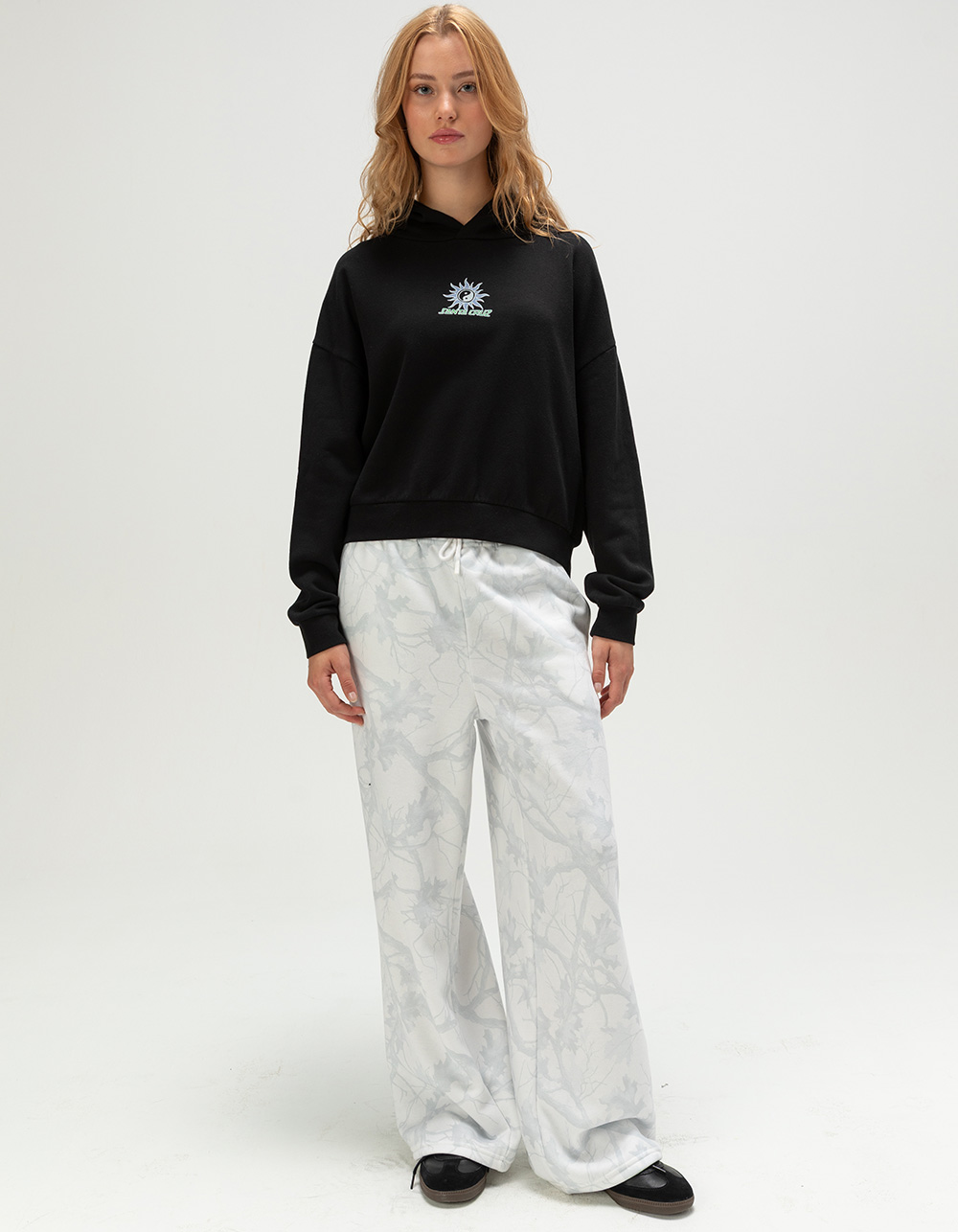 SANTA CRUZ Sol Spiral Womens Crop Hoodie - BLACK