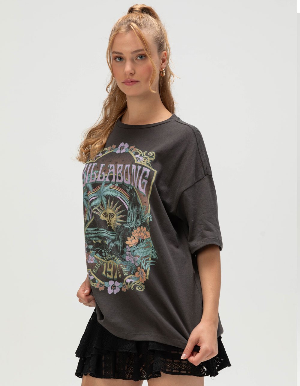 BILLABONG Counting Womens Boyfriend Tee - BLACK