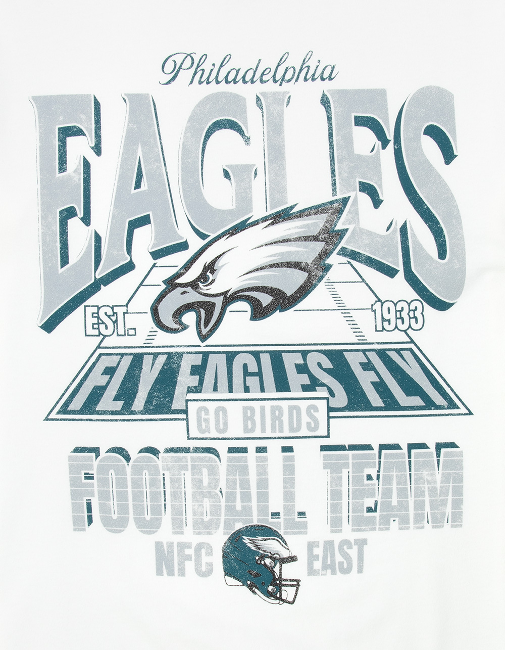 THE WILD COLLECTIVE Philadelphia Eagles End Zone Mens Boxy Tee - CREAM