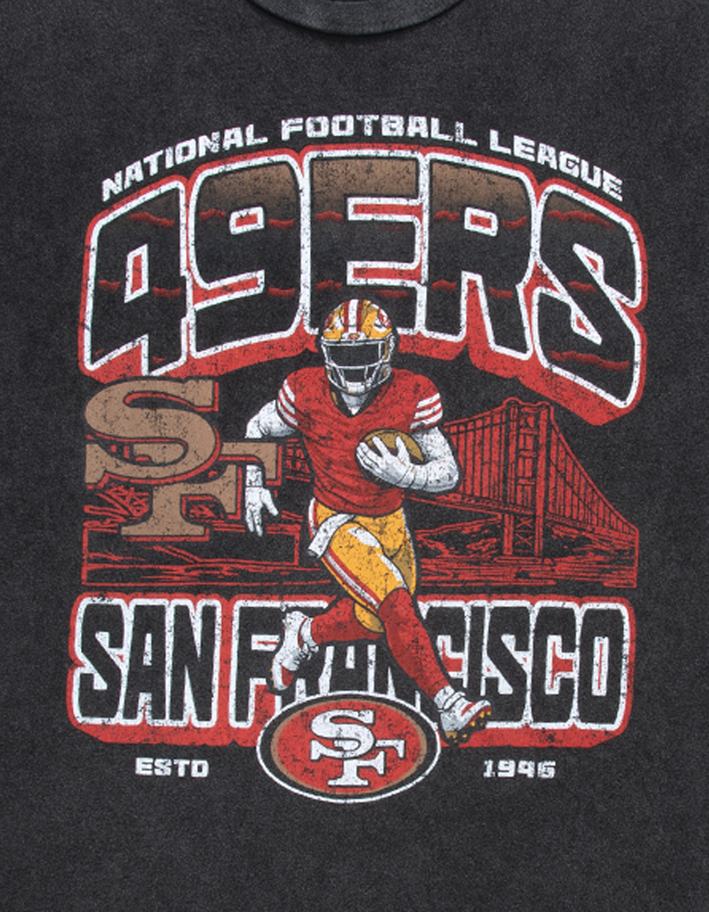 THE WILD COLLECTIVE San Francisco 49ers Player Mens Tee - WASHED BLACK