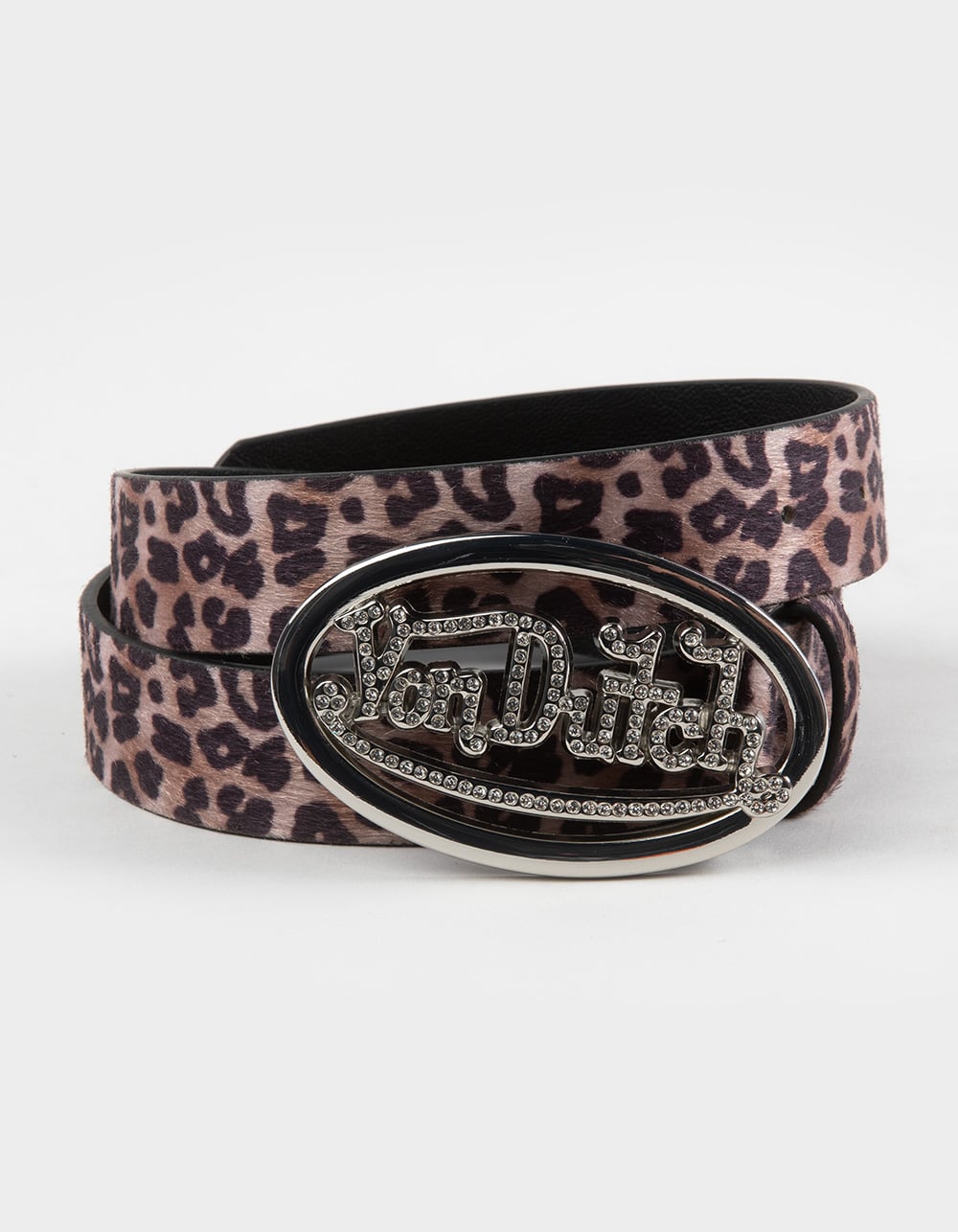 VON DUTCH Rhinestone Womens 35mm Belt - LEOPARD
