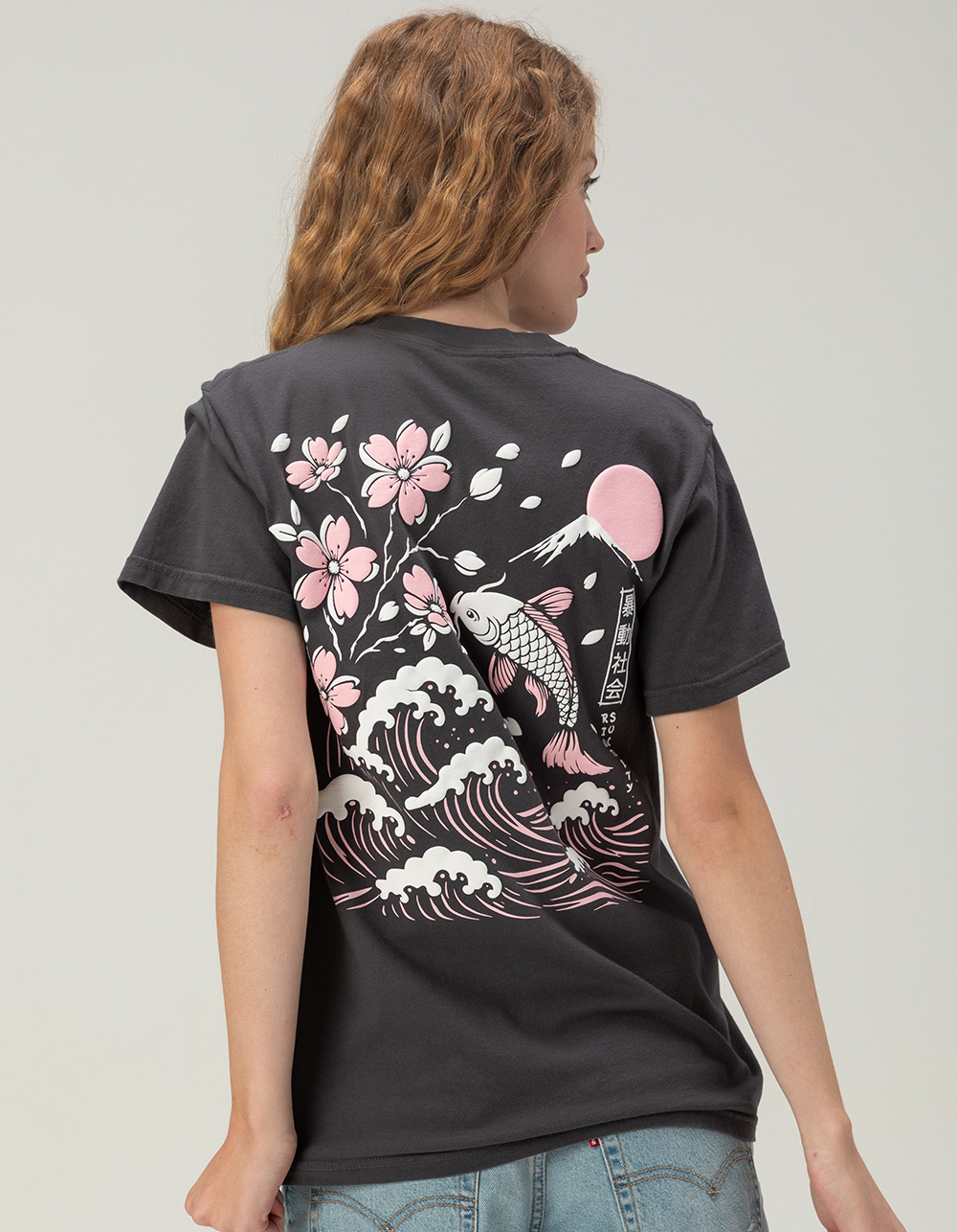 RIOT SOCIETY Fuji Wave Womens Tee - CHARCOAL