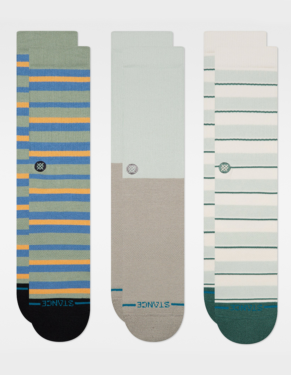 STANCE Prep Stripe 3 Pack Mens Crew Socks - NAVY/ORANGE