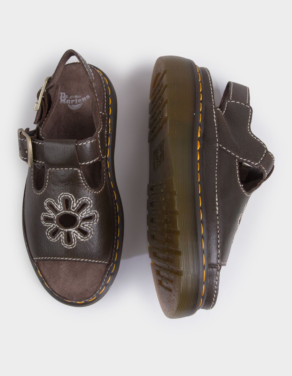 DR. MARTENS Dunnet Flower Womens Full Grain Leather Sandals - BROWN