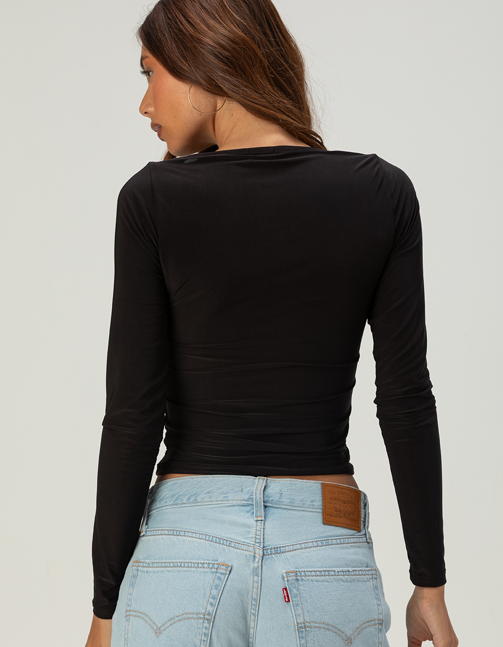 TILLYS Womens Lace V-Neck Butter Soft Long Sleeve Top