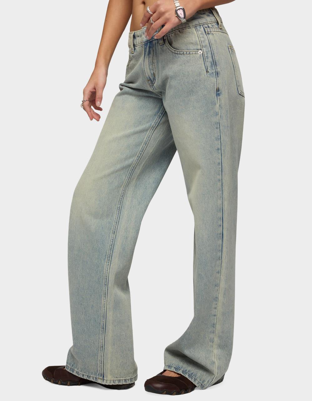 EDIKTED Holly Low Rise Straight Leg Jeans - BLUE