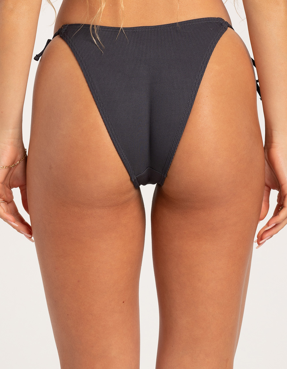 DAMESEL Tie Side Rib Ring Bikini Bottoms BLACK Tillys
