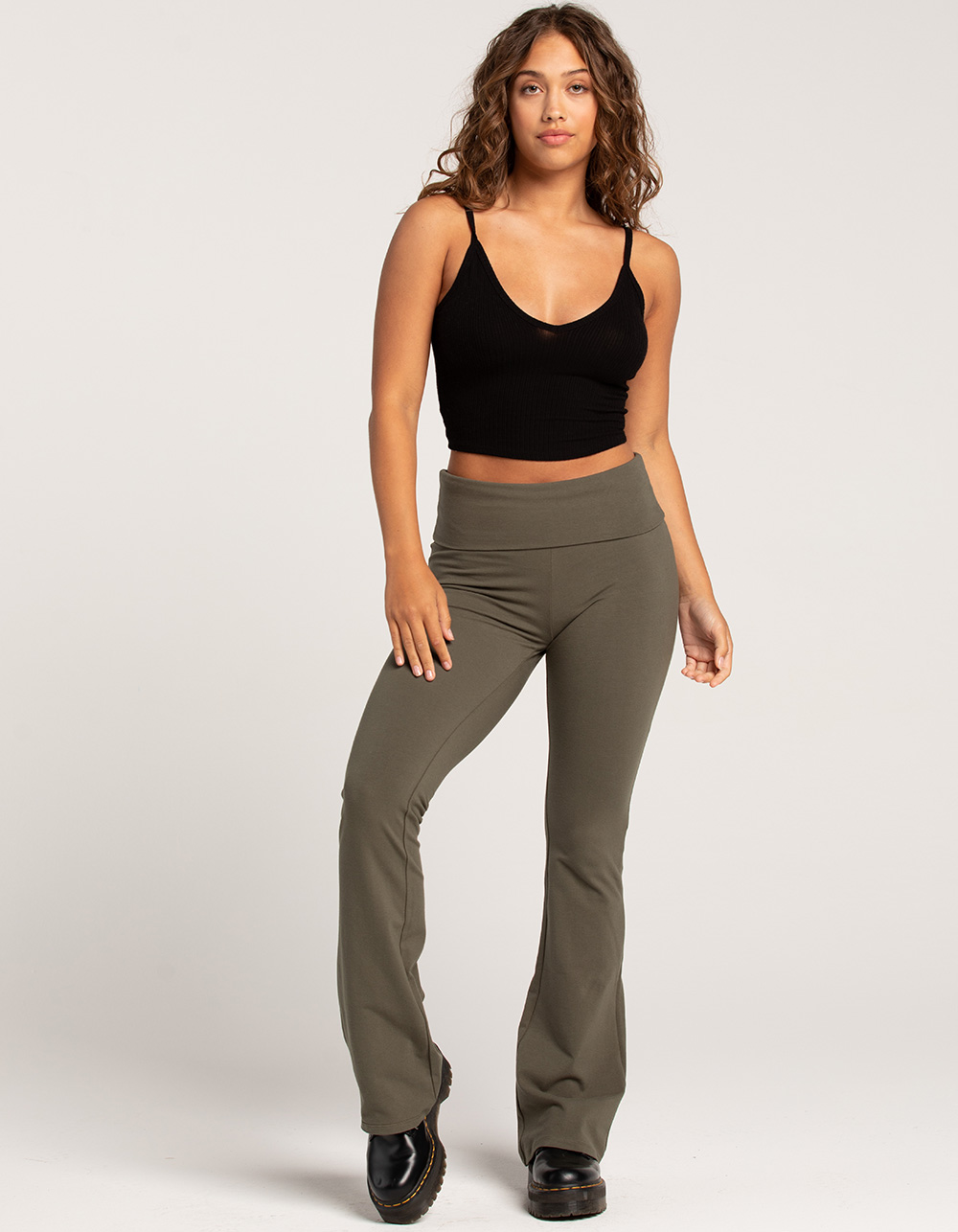 TILLYS Essential Womens Flare Leggings OLIVE Tillys