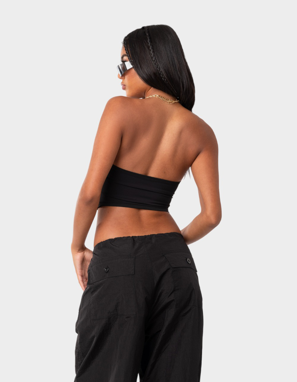 EDIKTED Darcey Cut-Out Womens Tube Top - BLACK