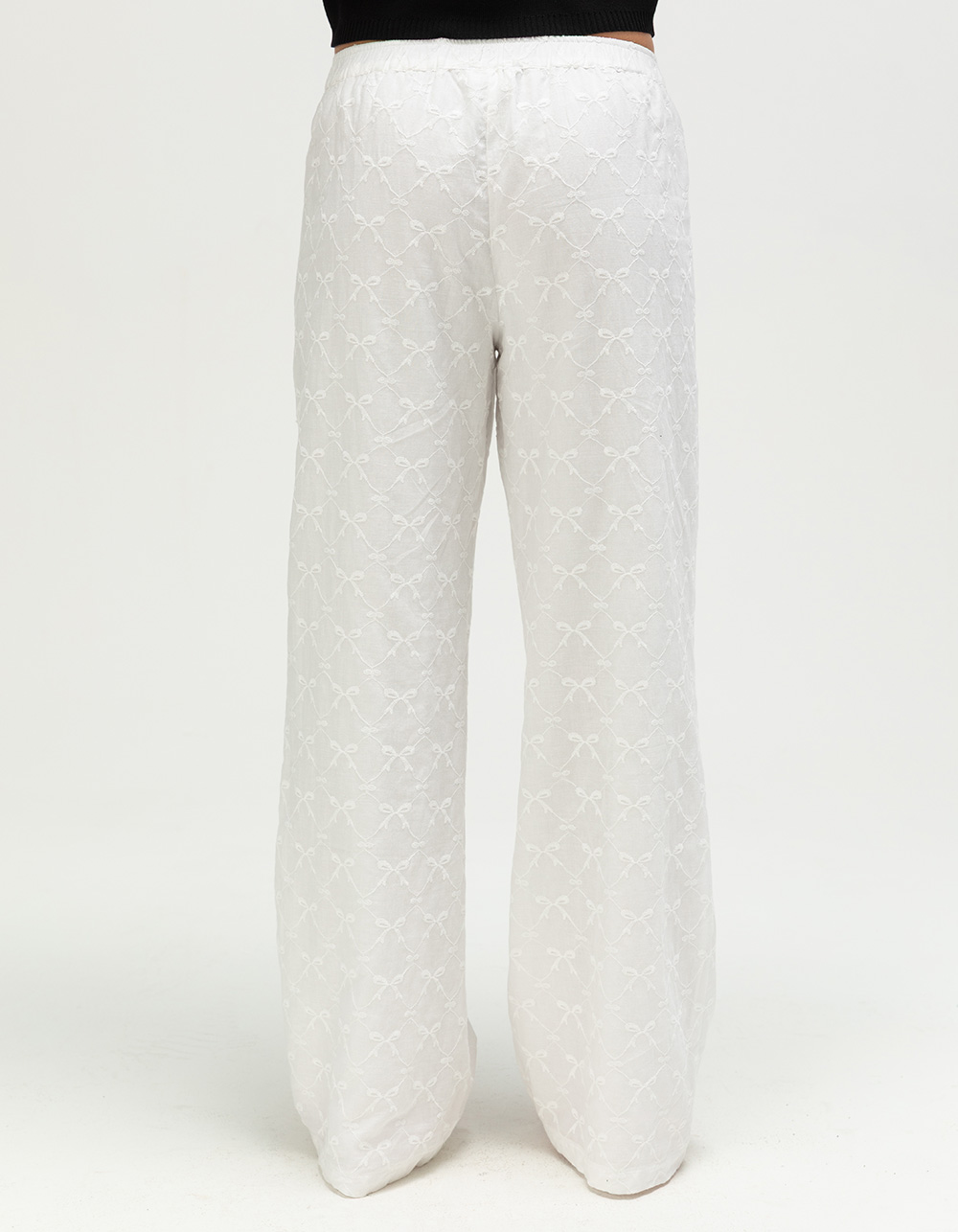 FULL TILT Embroidered Bow Womens Pull On Pants - WHITE