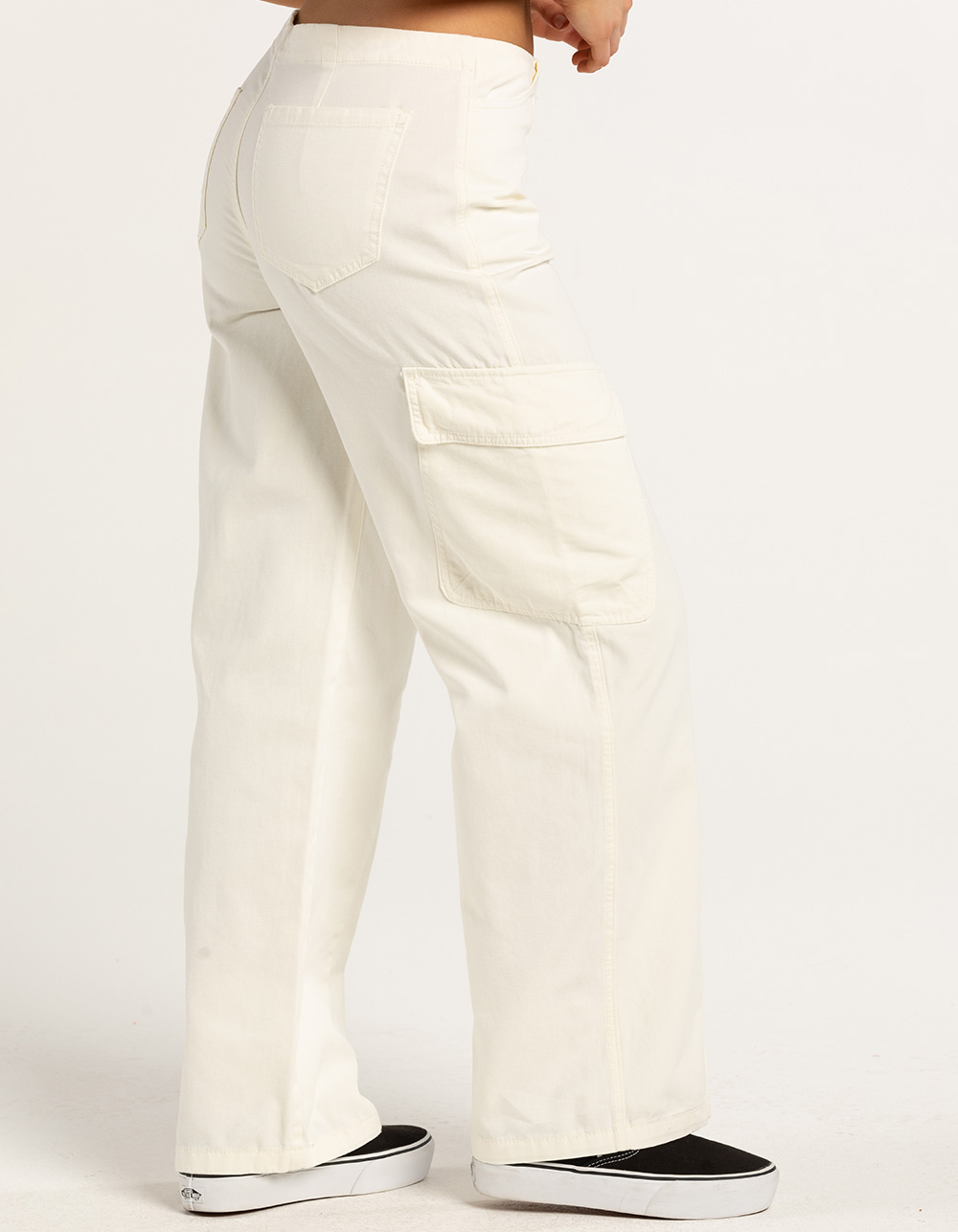 FULL TILT Low Rise Invisible Waist Womens Cargo Pants - WHITE