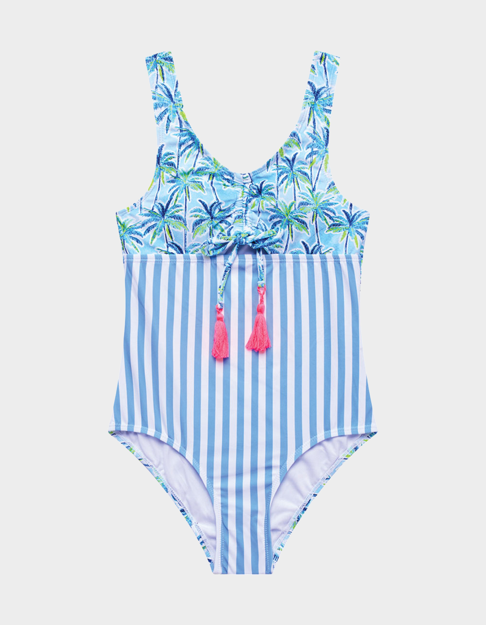 BEACH LINGO Palm Paradise Cutout Girls One Piece Swimsuit - BLUE