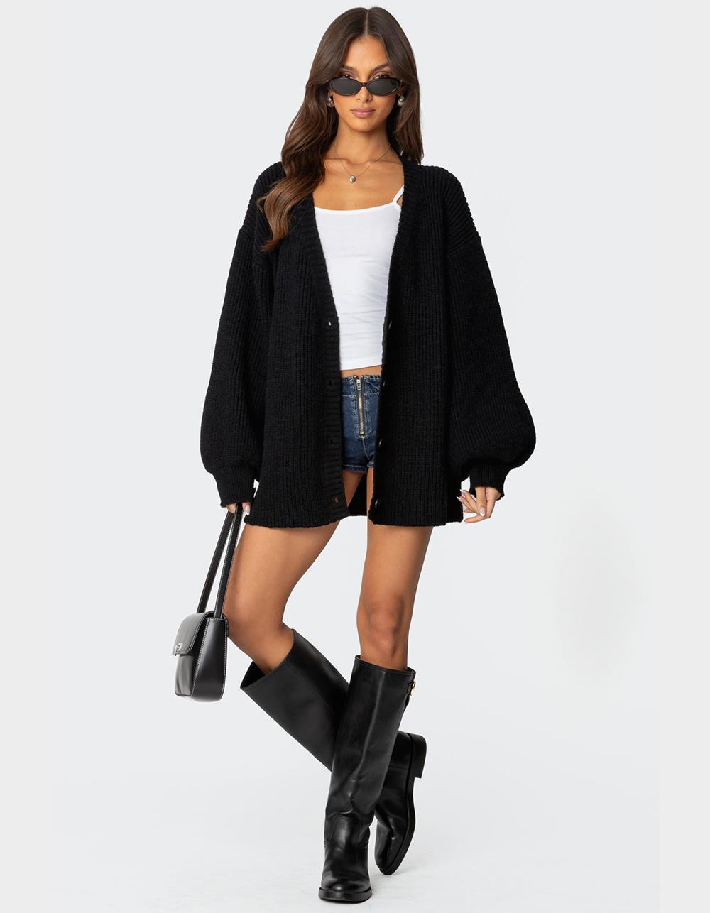 EDIKTED Mathilde Oversized V-Neck Cardigan