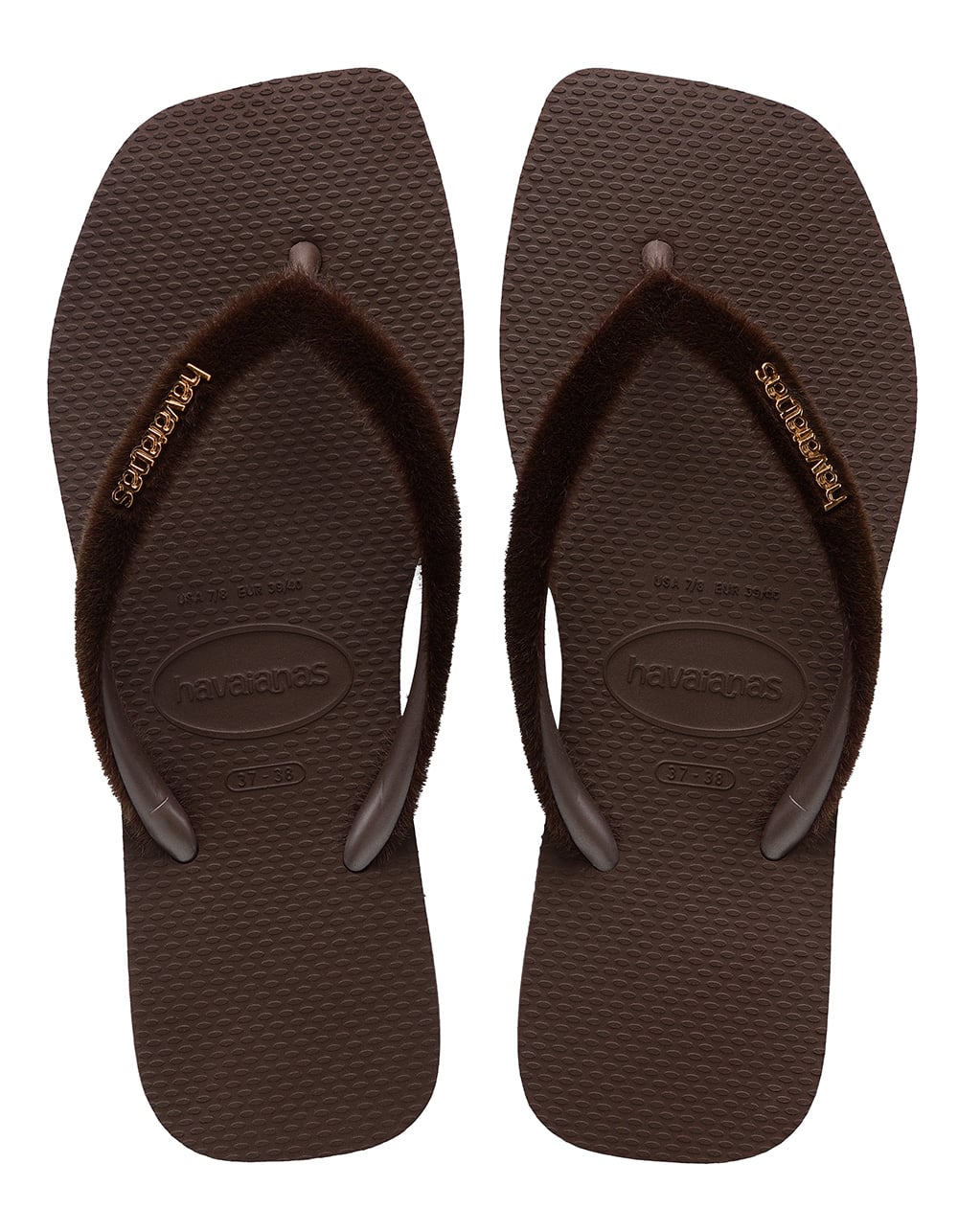 HAVAIANAS Plush Womens Slim Square Flip Flops - DARK BROWN | Tillys