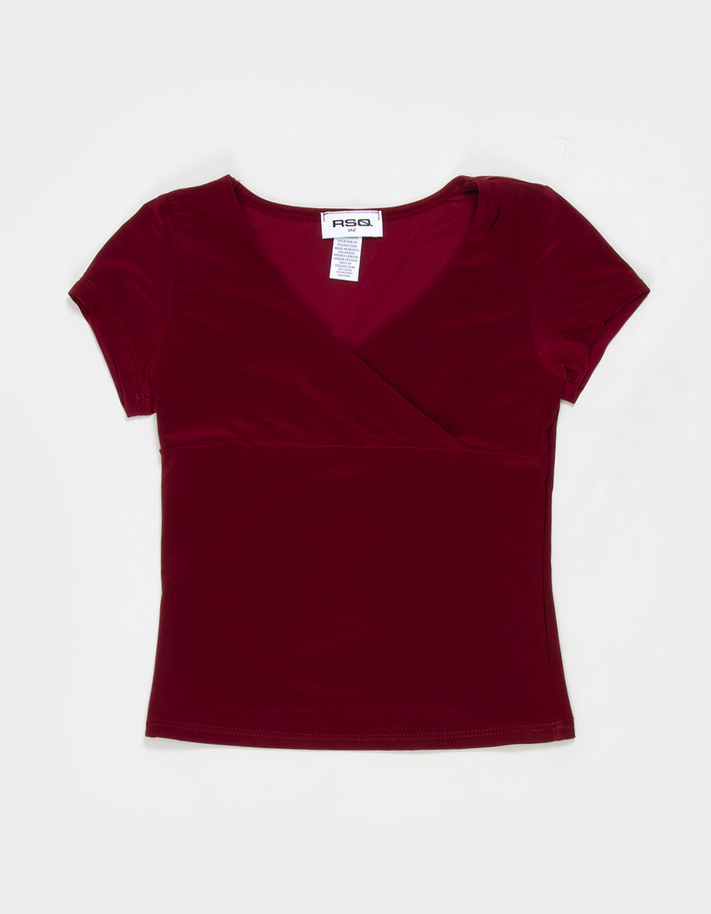RSQ Girls Butter Soft Surplice Top - BURGUNDY