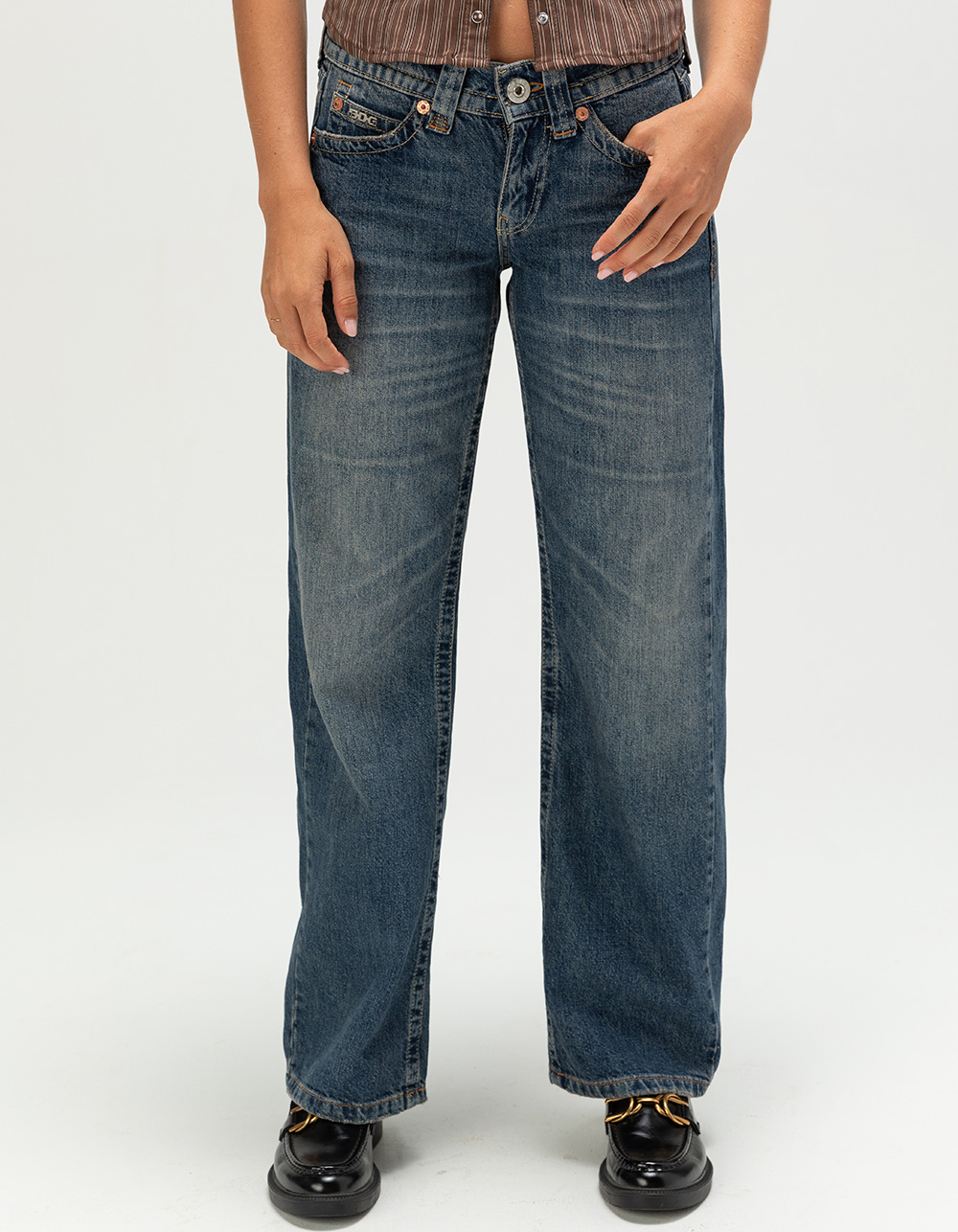 BDG Urban Outfitters Kayla Womens Low Rise Slouchy Jeans - VINTAGE MED