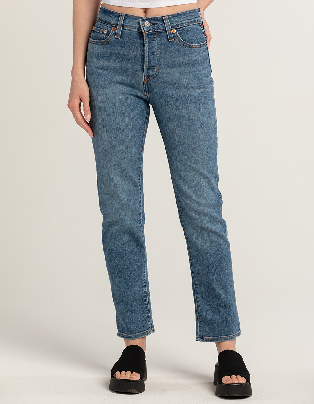 LEVI'S Wedgie Straight Womens Jeans - Summer Love In The Mist - MED BLAST