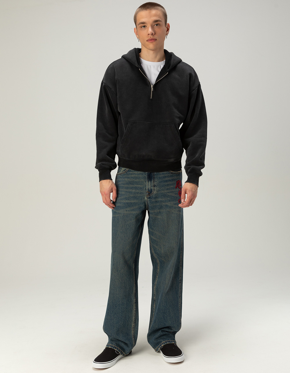 RSQ Mens Quarter Zip Hoodie - BLACK