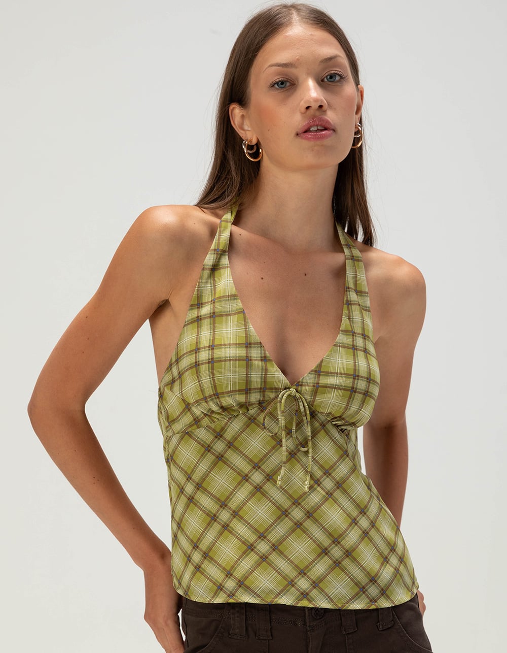 FULL TILT Womens Plaid Halter Top
