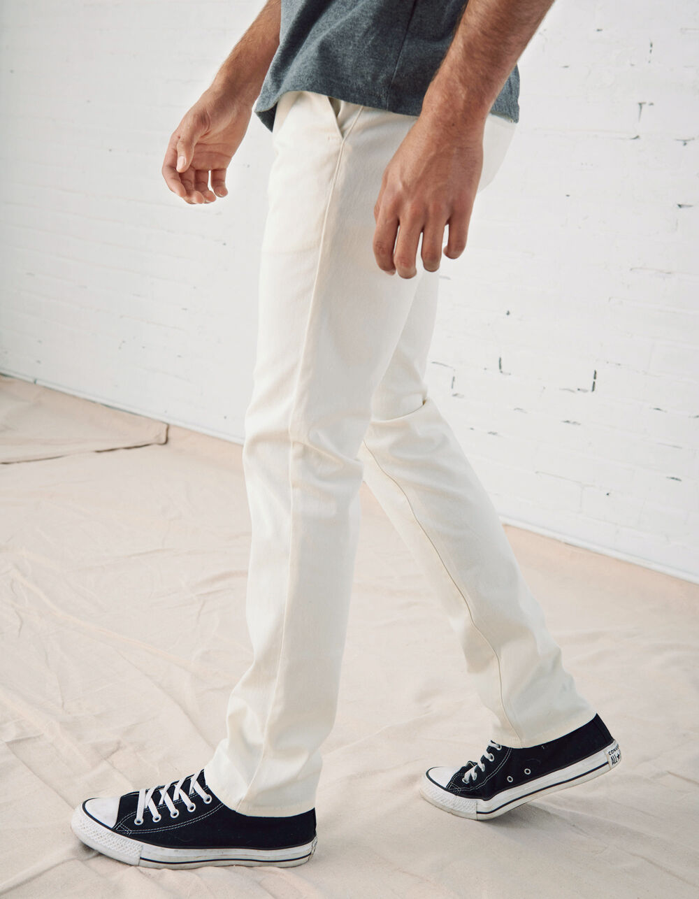 RSQ Mens Slim Off White Chinos image number 2