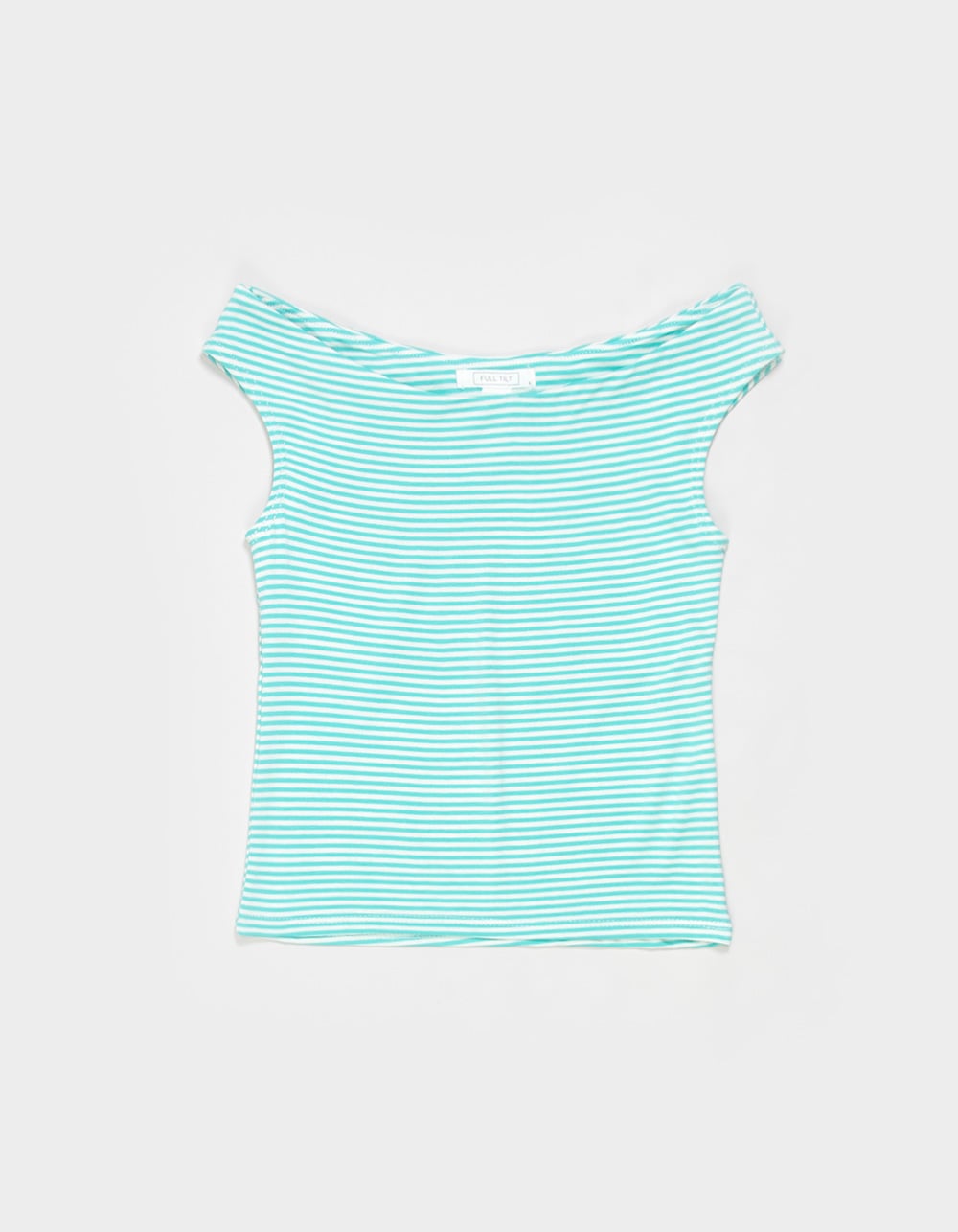 FULL TILT Girls Stripe Off The Shoulder Top - TURQ COMBO