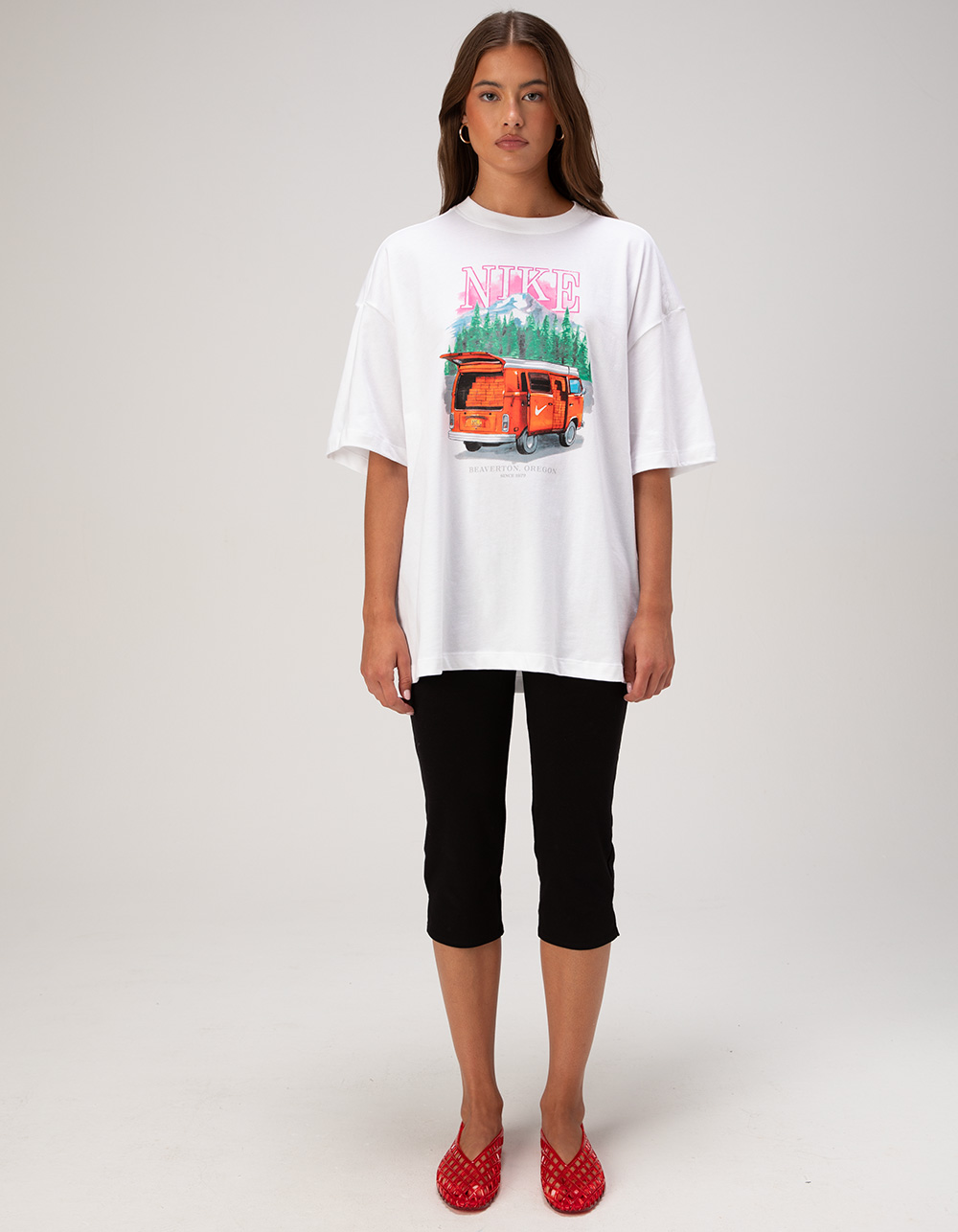 NIKE Van Womens Oversized Tee - WHITE