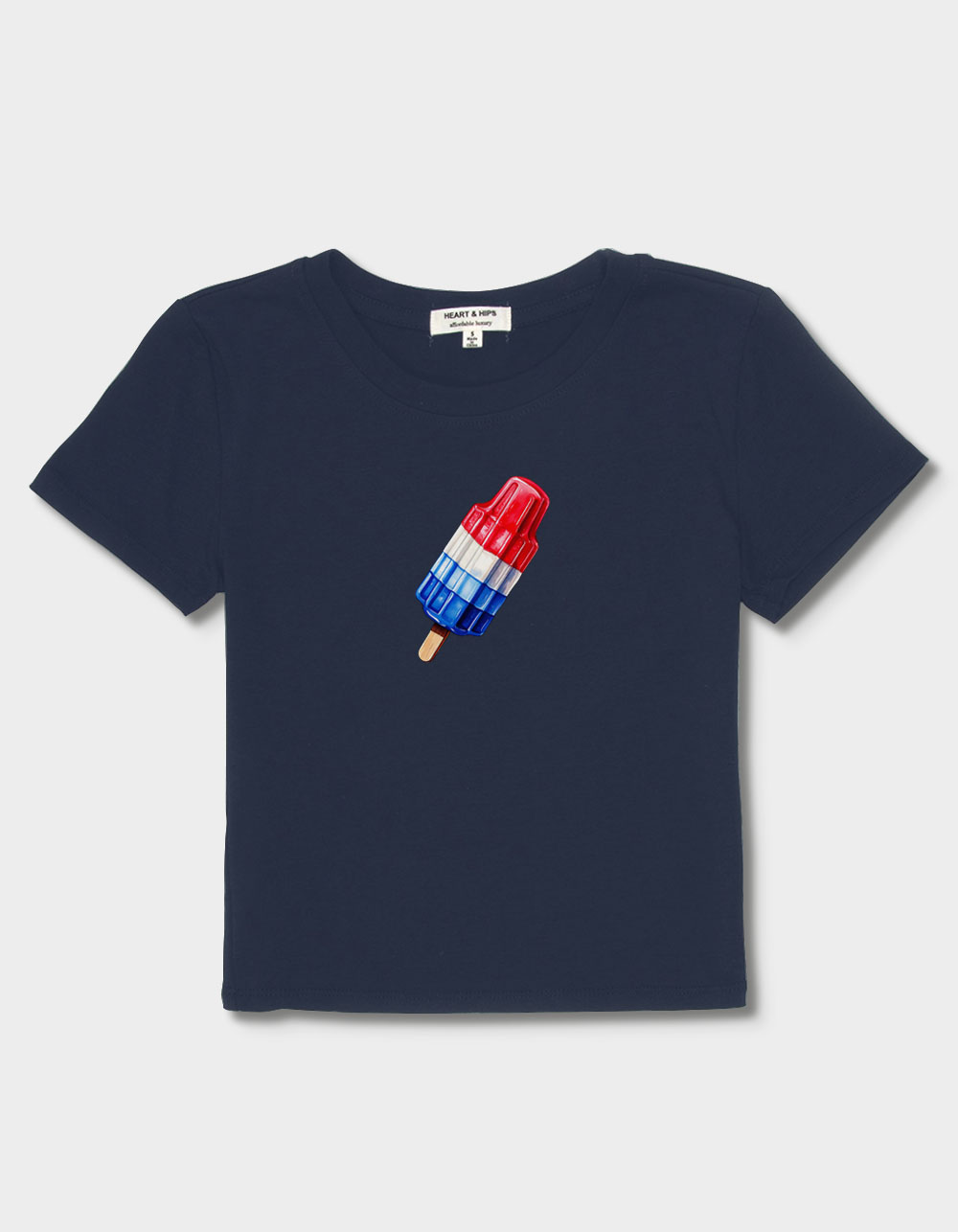 Popsicle Red, White, Blue Womens Baby Tee - NAVY