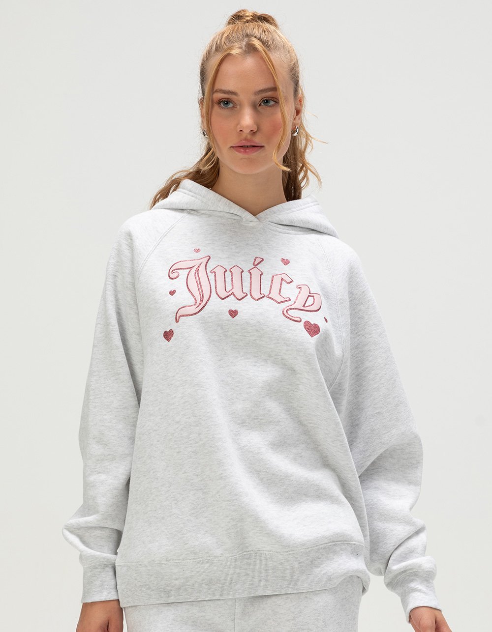 JUICY COUTURE Womens Oversized Hoodie - HEATHER GRAY