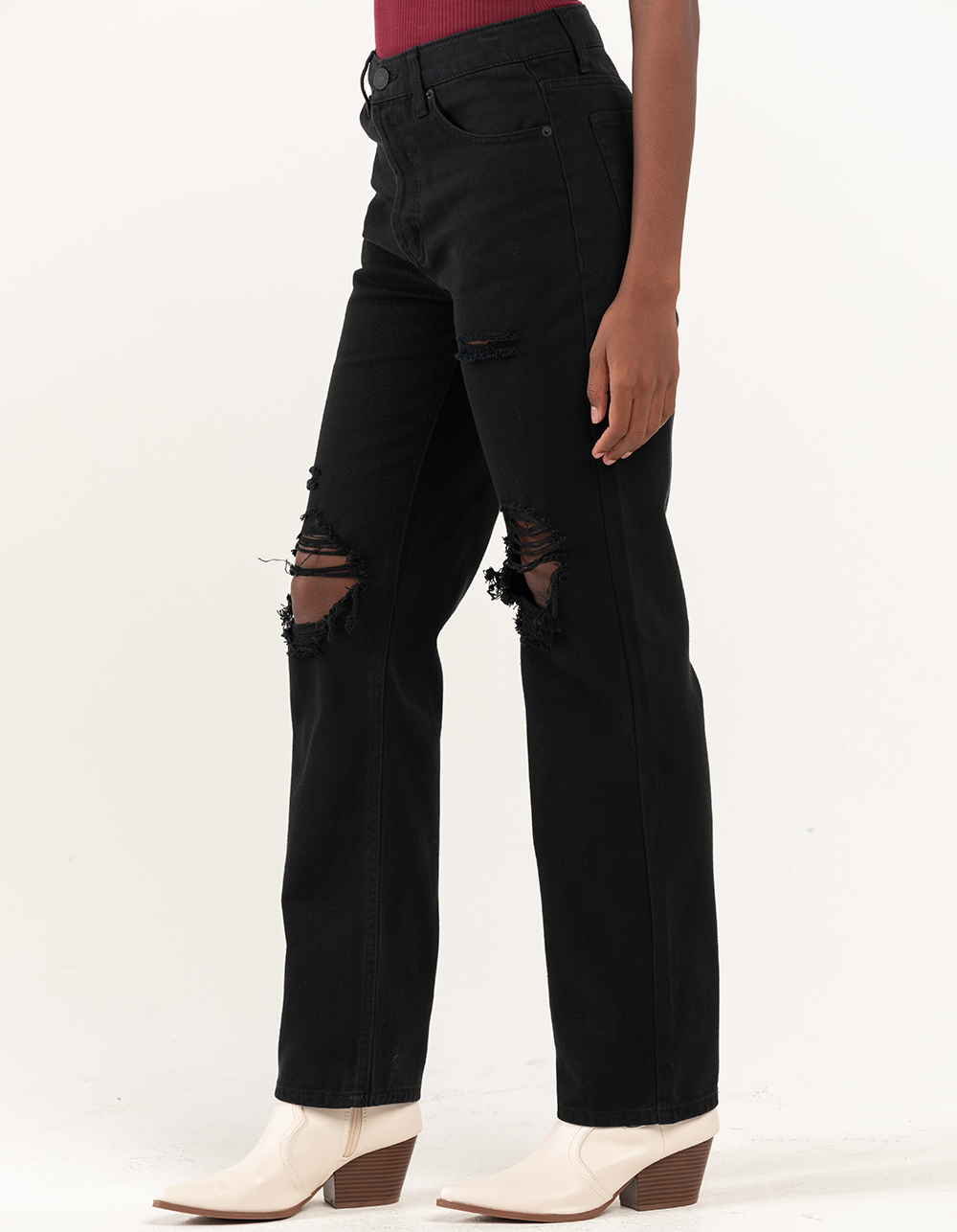 RSQ Womens High Rise Straight Leg Jeans - WASHED BLACK