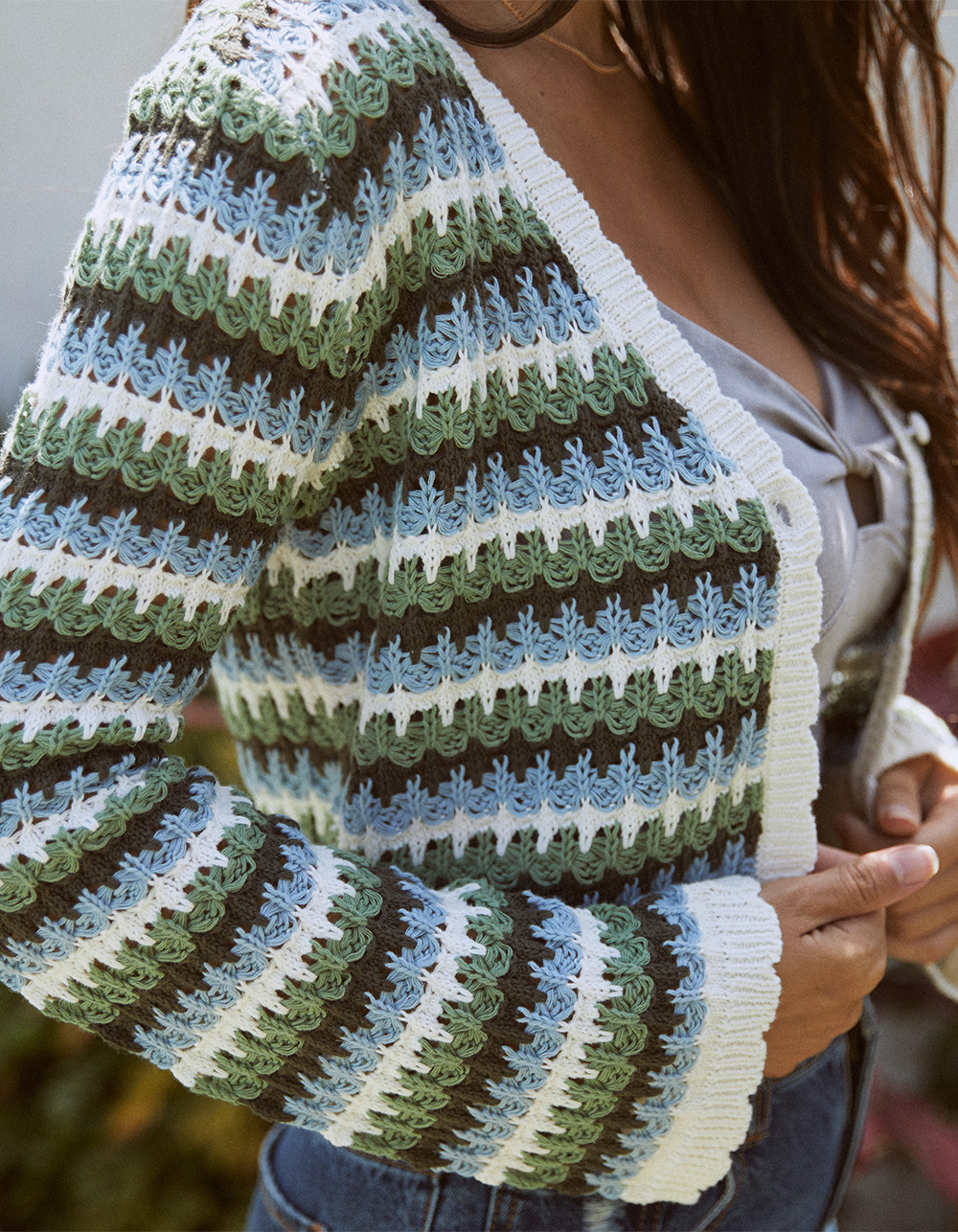 Slette Ulykke Fra RSQ Womens Crochet Stripe Cardigan - Cream Combo | Tillys
