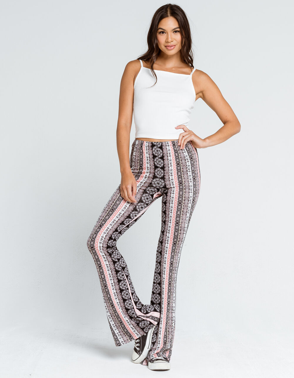 SKY AND SPARROW Spring Womens Flare Pants - BLACK/PINK | Tillys