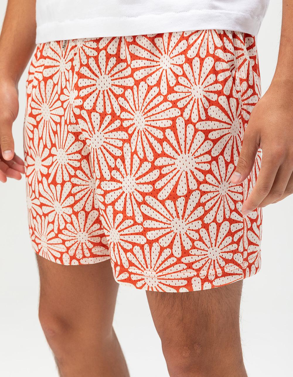 RSQ Mens 6" Mesh Shorts - ORANGE/WHITE