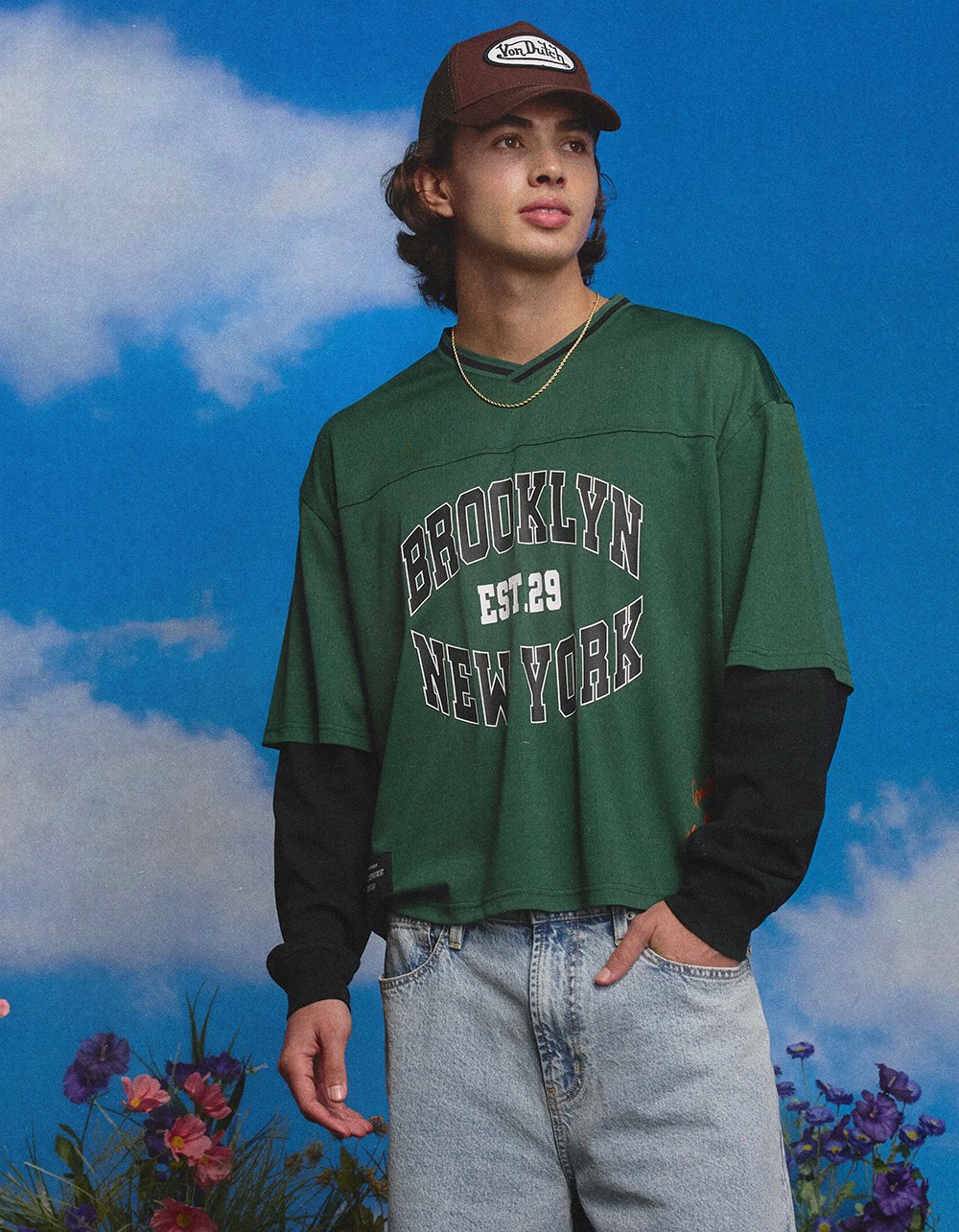 RSQ Mens Mesh Long Sleeve 2fer Jersey - GREEN