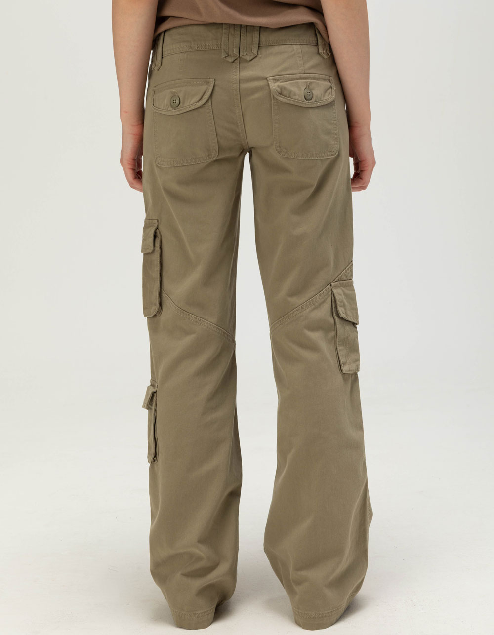RSQ Womens Low Rise Baggy Bootcut Cargo Pants - OLIVE