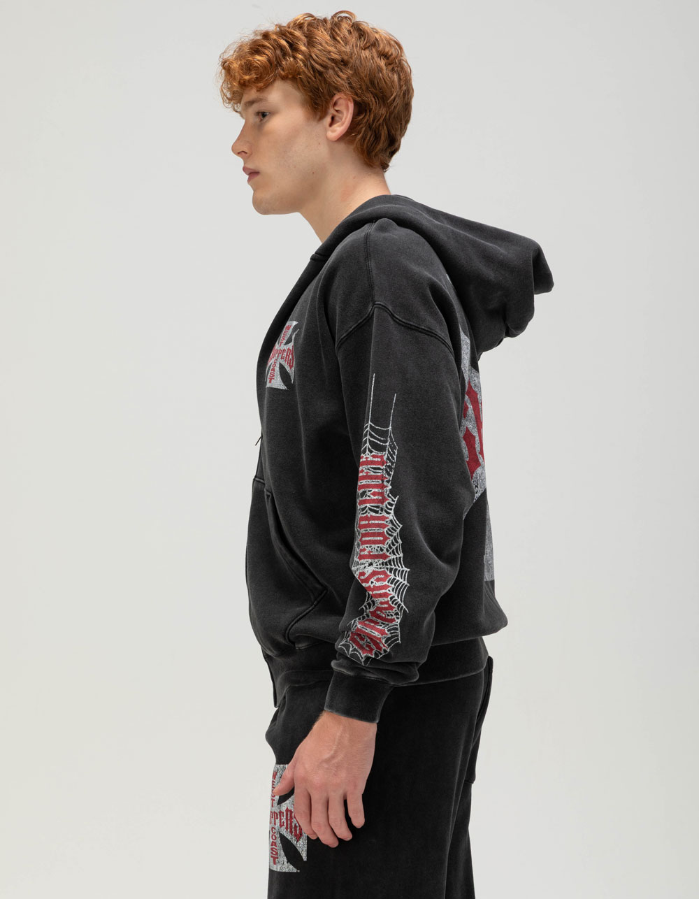WEST COAST CHOPPERS Crawler Mens Zip-Up Hoodie - WASHED BLACK