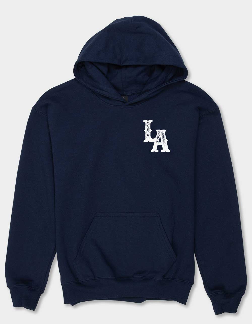 LOS ANGELES Baseball Distressed Unisex Kids Hoodie - NAVY