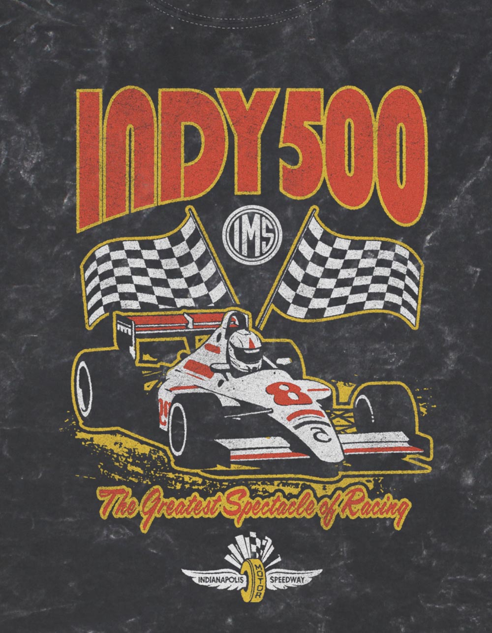 INDY 500 Checkered Flags Distressed Unisex Tee - BLACK