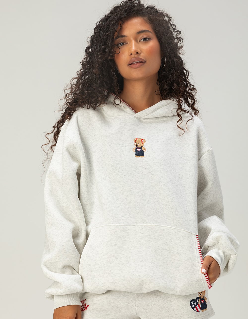 HAPPY CAMP3R All American Womens Hoodie - HEATHER GRAY